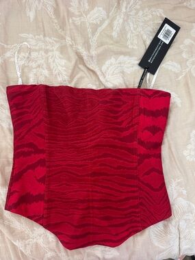 White Fox Boutique Red Strapless Bustier Top